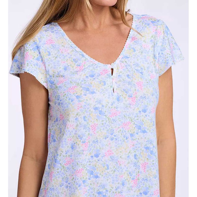 Lauren Ralph Lauren Cotton Knit Flutter Sleeve Short Gown image number 2